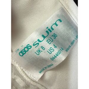 ASOS Swim Womens White Ruffle Mesh Polka Dot One Piece Swimsuit Size US 4